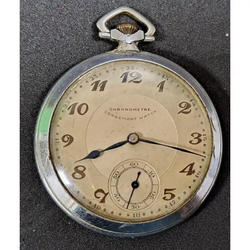 Reloj de bolsillo Art Deco, chronometre Corgemont Watch, no funciona Hecho A Mano